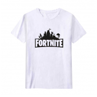 Tricou copii Fortnite, alb, 7-8 ani, 120 cm, bumbac, model 19