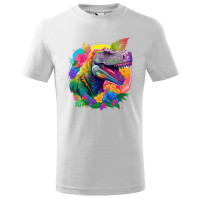 Tricou pentru copii Dinozaur multicolor, imprimeu multicolor, bumbac 100%, unisex
