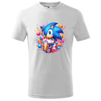 Tricou pentru copii Sonic the Hedgehog, imprimeu multicolor, bumbac 100%, unisex, model 9