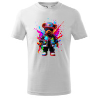 Tricou pentru copii Ursuletul multicolor, imprimeu multicolor, bumbac 100%, unisex