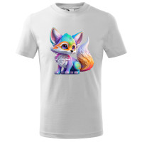Tricou pentru copii Vulpea multicolora, imprimeu multicolor, bumbac 100%, unisex
