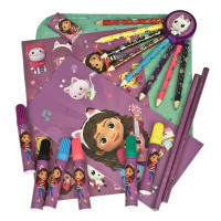 Troler copii Gabby's Dollhouse, din plastic, echipat cu accesorii pentru desen, 26 x 22 x 7 cm
